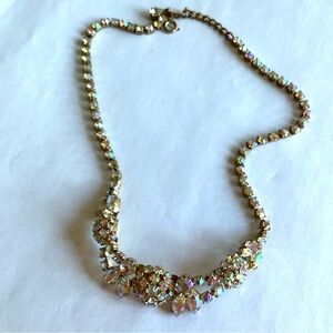 Vintage Gorgeous Gold and Aurora Borealis Crystal Women's Necklace